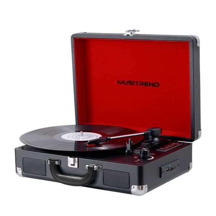 Musitrend Platine Vinyle Tourne Disques Valise Portable Avec 2 Haut Parleurs Integres Noir Platine Vinyle Avis Et Prix Pas Cher Cdiscount