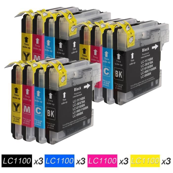 4 Cartucce Inchiostro Nero Compatibili Brother LC1100 LC980 - Per MFC-5490CN MFC-5890CN