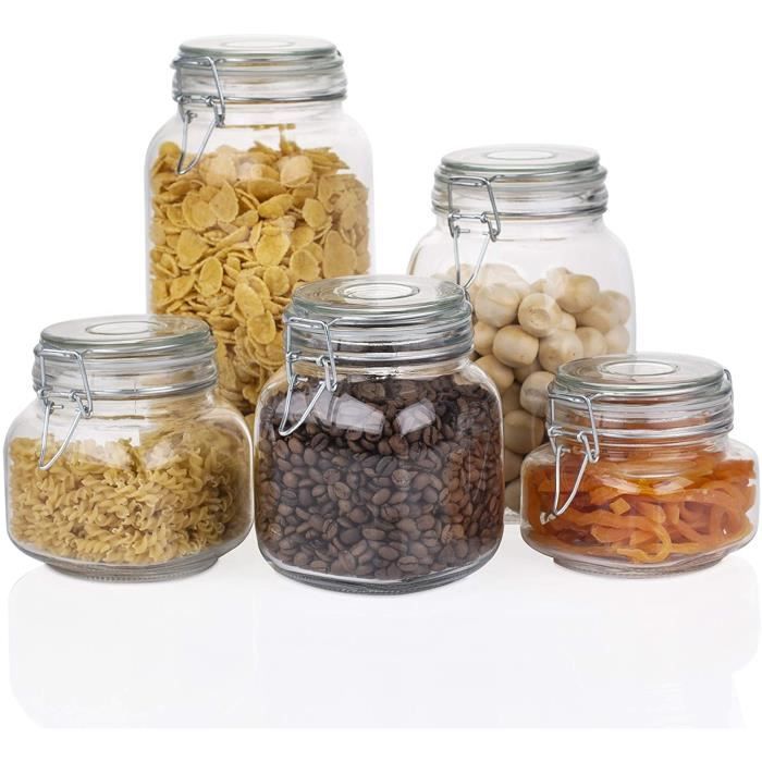 Aoligei Boite a Farine, 3PCS 1000ml & 3PCS 500ml Boite Hermetique Alimentaire, Rangement Plastique Cuisine, Ensemble de Pots de Stockage pour Épice, Spaghetti, Café, Céréales | Votre wishlist sur