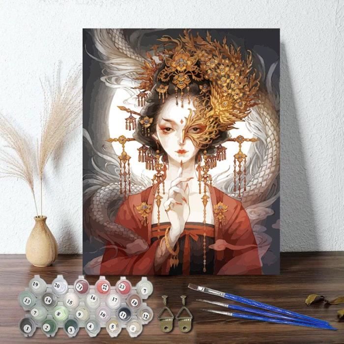 Kit Peinture Par Numéros Fleurs Pour Adultes Et Enfants – Toile Sans Cadre, Peintures Acryliques, Pinceaux, Cadeau Créatif DIY Loisir Créatif Enfant