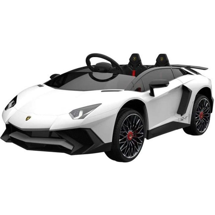 Voiture électrique pour enfants Lamborghini Aventador blanche R/C ent.MP3, 12V LED et sons GQN - Farano Store