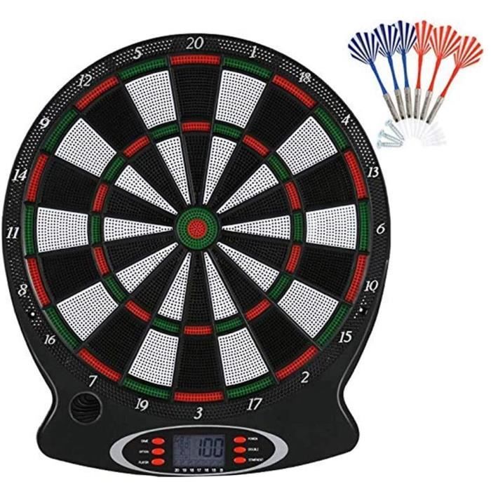 Cible jeu de fléchettes électronique - HOMCOM - refermable 27 jeux variations affichage LED 12 fléchettes - plastique - noir - Jeux - Jouets