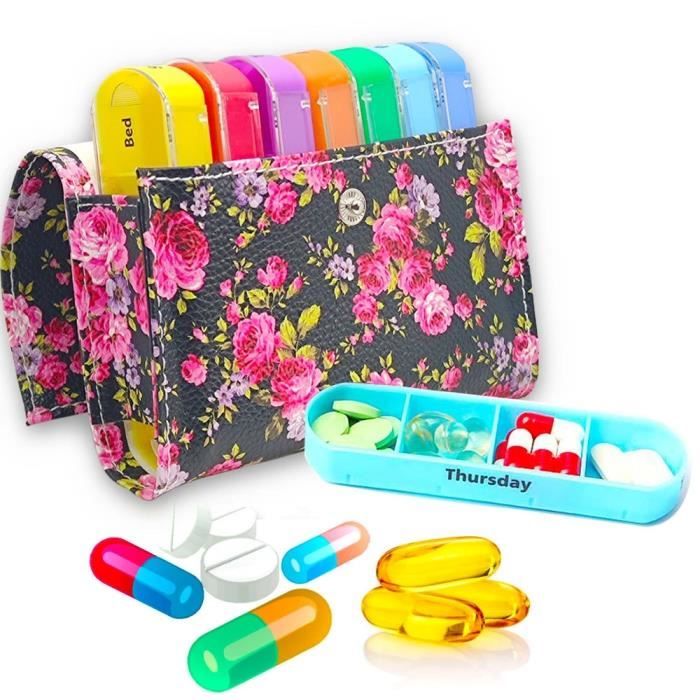 Zerodis Boîte à médicaments en métal empilable hebdomadaire étanche