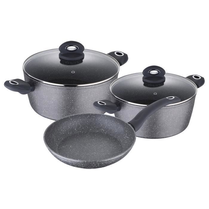 set 5 pc batterie de cuisine en aluminium forgé, induction, orion