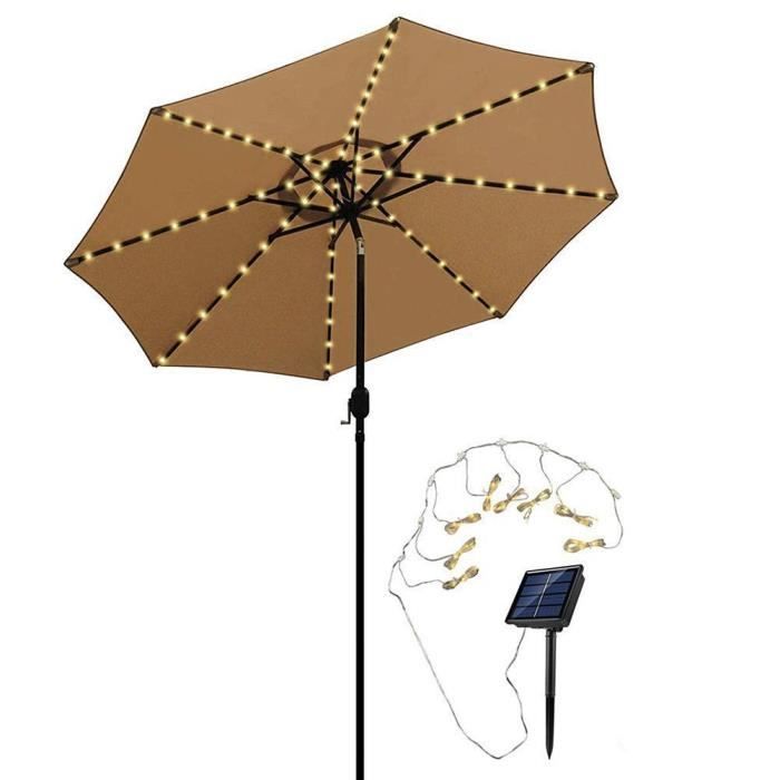 HEN--clairage solaire parasol Lumières Solaires de Parapluie, éclairage de Parasol Solaire avec deco lampe blanc chaud