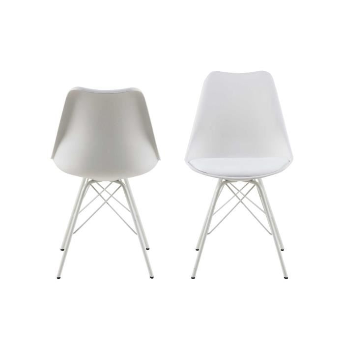 chaise coquille blanche irma - emob - lot de 2 - simili - salle à manger - blanc - 1 place