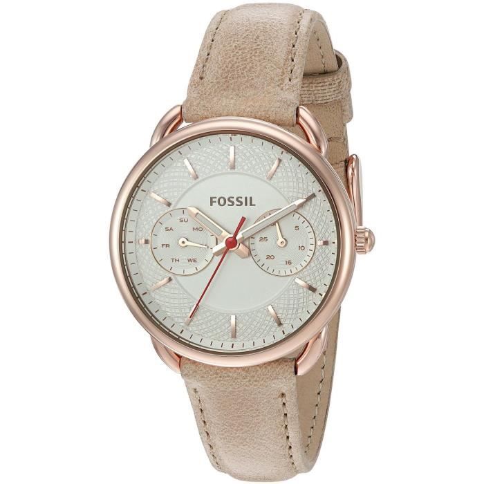 FOSSIL FEMME 34MM BRACELET CUIR BOITIER ACIER INOXYDABLE QUARTZ