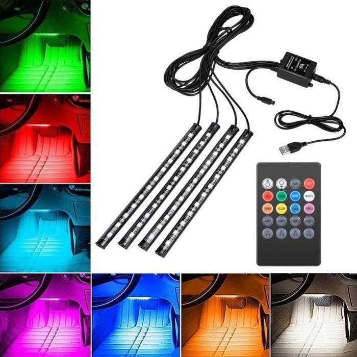 Kit Lumière Ambiante Voiture TABEN - RGB APP + Télécommande, Fibre Optique 8m