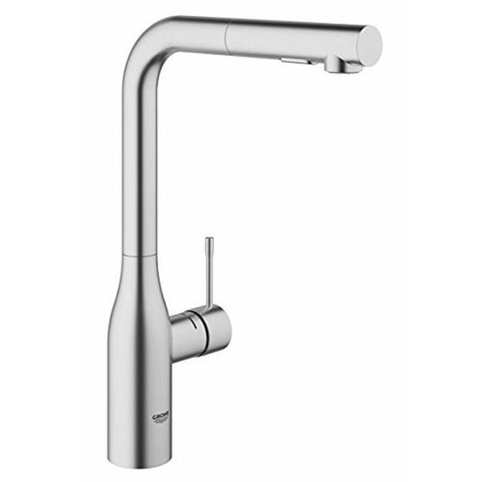 Grohe Mitigeur robinet Essence - Supersteel - Douchette - Gris - Chromé - Monotrou