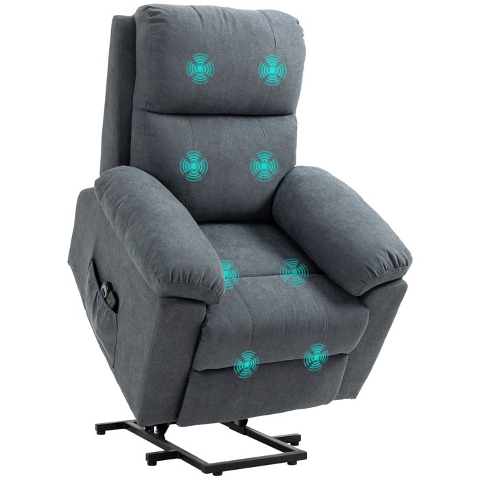 HOMCOM - Fauteuil releveur électrique - Polyester au toucher lin - 89x99x103cm - Gris