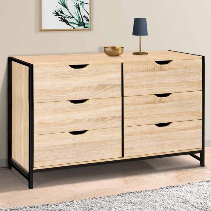 IDMARKET Commode 6 tiroirs DETROIT XXL 140 cm design industriel IDMARKET Commode 6 tiroirs DETROIT XXL 140 cm design industriel
