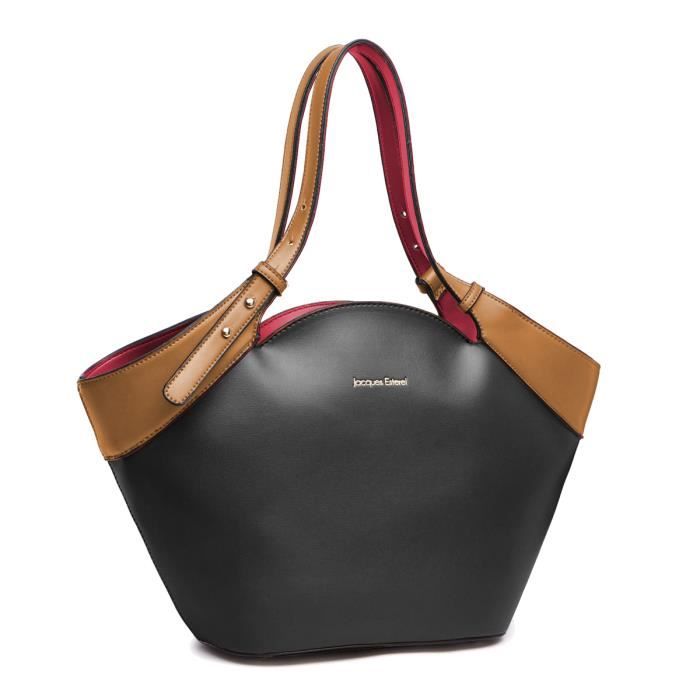 Sac createur Jacques Esterel noir 37x27x10 cm A2593 Cdiscount Bagagerie Maroquinerie