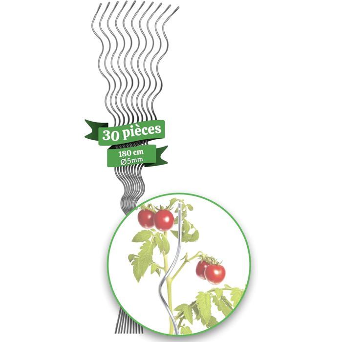 Lot De 4 Tuteurs Tomates Relaxdays - 150cm Métal/Plastique - Support Plantes Grimpantes Balcon Jardin