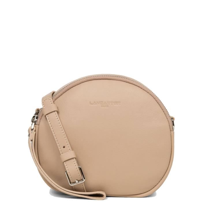 Sac Lancaster rond porte travers en cuir ref 48108 Cappucino 19 16 9 Marron Cdiscount Bagagerie Maroquinerie