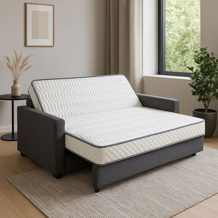 Matelas Souple Pour tous BZ + Alèse 120x190 x 15 cm + Oreiller Visco avec Latex Naturel sur Face Hiver - Découpe Assise 60 cm - 5 z