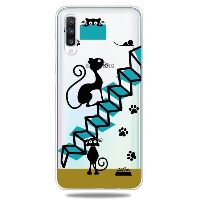 Coque Samsung Galaxy A50 Chat Noir Kawaii Leger Tpu Mince Kickstand Protection Coverture Prix Pas Cher Cdiscount
