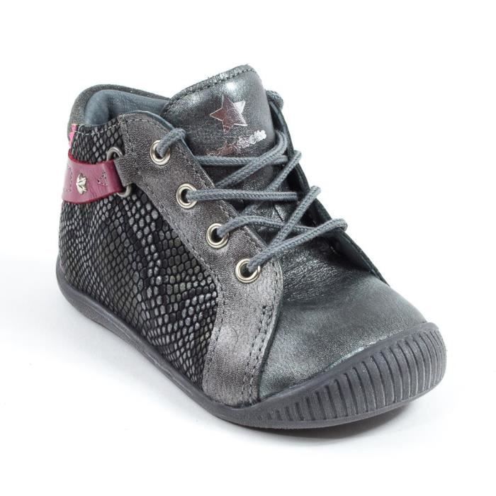Babybotte Boots A Lacets Bebe Fille Farfadet Noir Rose Noir Cdiscount