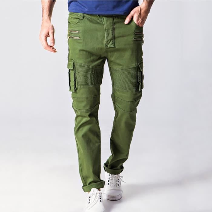Jean slim vert best sale homme