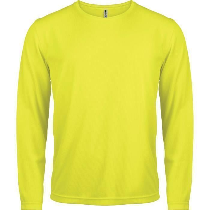 T shirt manche longue jaune homme outlet