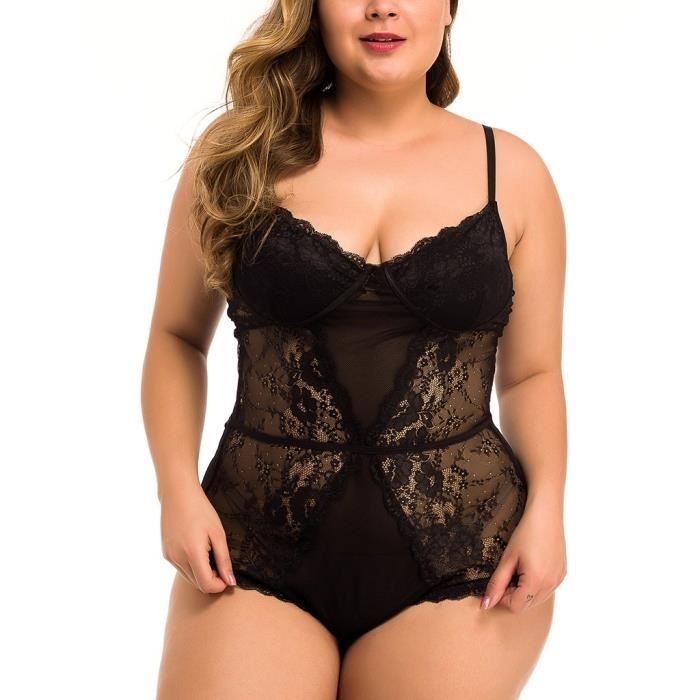 Nouvelles Femmes Dentelle Grande Taille Pyjamas Lingerie Vetements De Nuit Body Chemise De Nuit Combinaison Noir Noir Achat Vente Pyjama Cdiscount