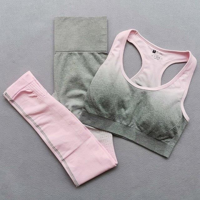 Ensemble De Survêtement Femme PRO 3 Pièces - Gris, Taille S, En Nylon, Idéal Pour Le Yoga Ou Le Sport
