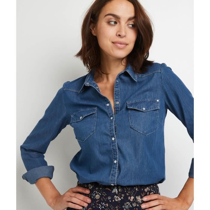 GRAIN DE MALICE Chemise en jean femme Bleu jean Cdiscount Pr t