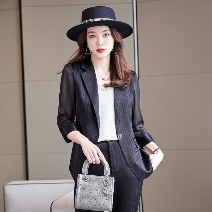 Blazer Veste Femme Slim de printemps et d t Noir Casual Chic