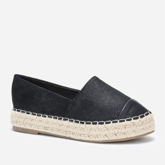 Espadrilles à plateforme noires pailletées - Femme - Synthétique