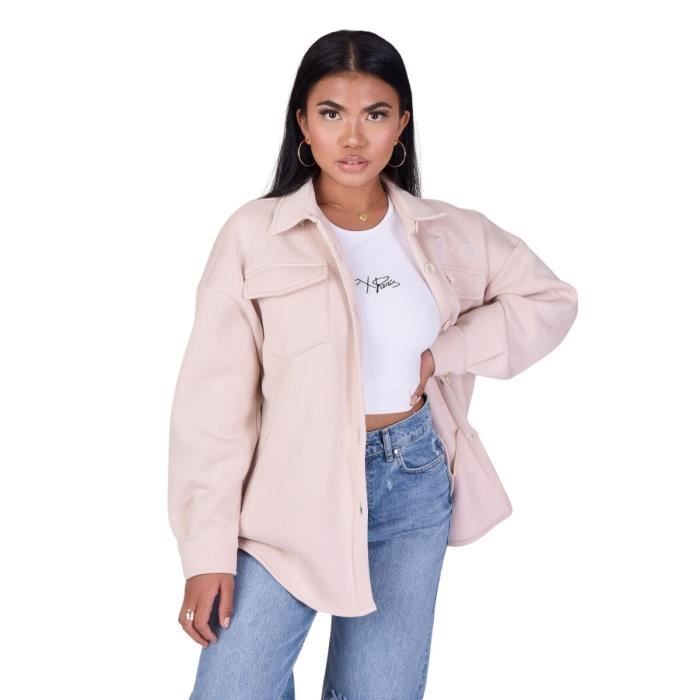 Surchemise basic type polaire femme Project X Paris beige ivoire M Beige ivoire Cdiscount Pret a Porter