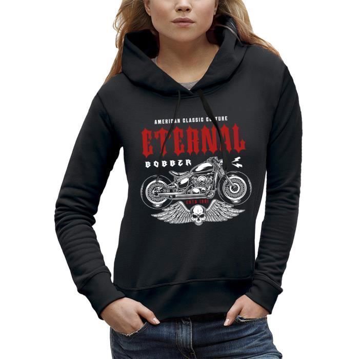 Pull à Capuche Noir Whiskey Motard Chopper&motorradmotiv Whiskey