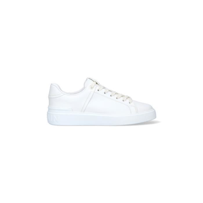 BASKETS BALMAIN, CUIR 100, couleur BLANC, Semelle en caoutchouc, SS23