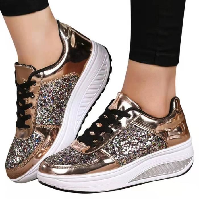 Baskets sequins pour femmes chaussures d contract es plateforme color block fashion t 2023