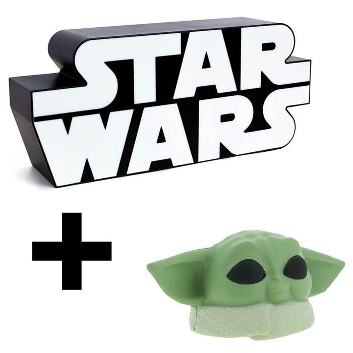 Pack (Lampe+Balle anti-stress) - MYCRAZYSTUFF - Lampe Logo Star Wars - Balle Grogu offerte - 28 5 cm - USB/3xAA