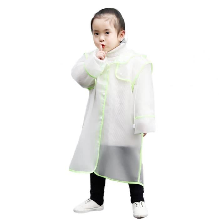 Eva Eva imperméable en plein air avec hotte manteau de pluie réutilisable portable Poncho pour enfants (vert fluorescent, L)