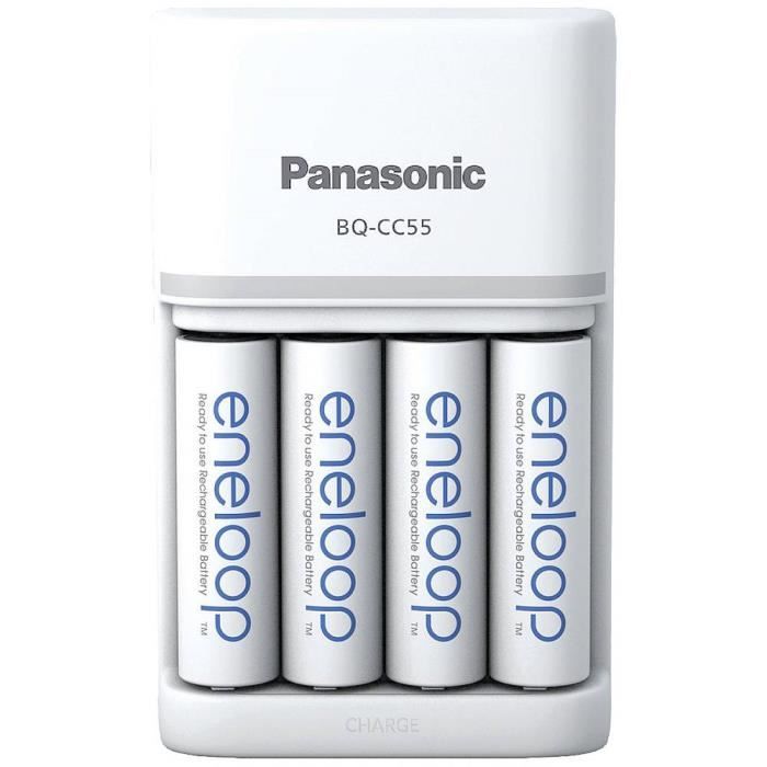 Bloc chargeur NiMH avec accus Panasonic Smart & Quick BQ-CC55 +4x eneloop AA