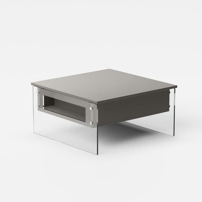 table basse relevable bella 80x70x40/65cm piétement verre plateau stratifié gris tourterelle taupe bois inside75