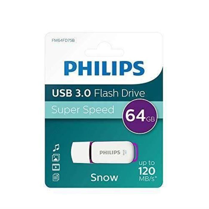 Clé USB - PHILIPS - FM64FD75B - 64 Go - USB 3.0 - Violet Blanc