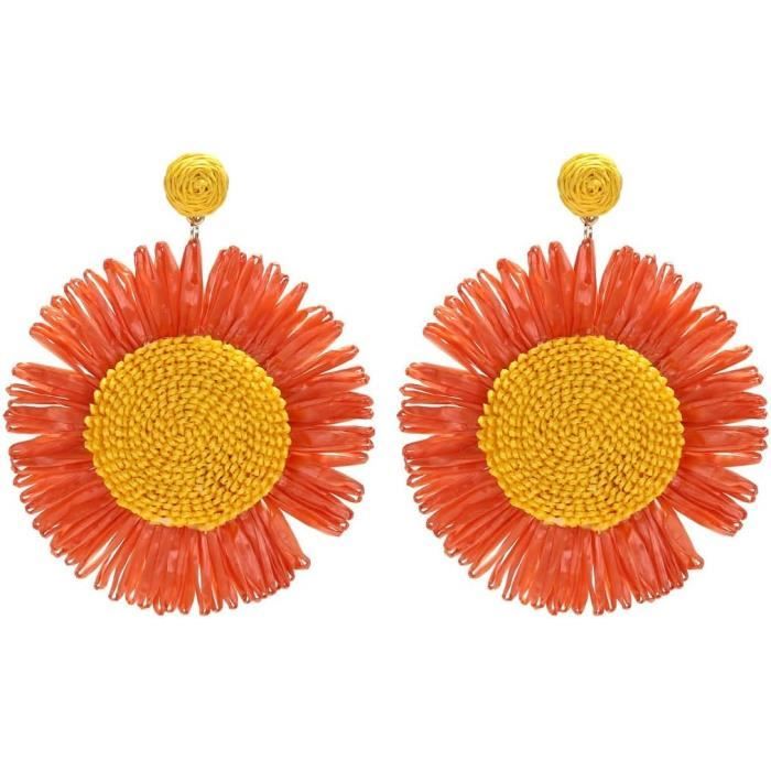 Clataly Parure Bijoux Tournesol Or - Collier Pendentif Et Boucles D'Oreilles Femme, Design Élégant Avec Cristal Noir