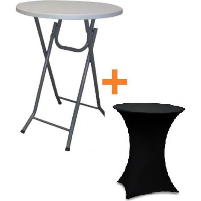 Table Bar Pliante Mange Debout Housse Noir Achat Vente Table