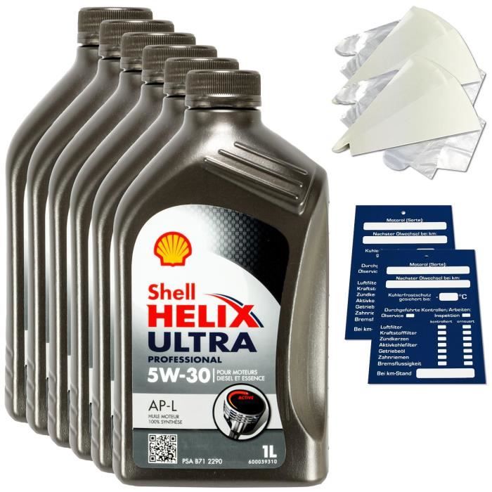 6 Litre Shell Helix Ultra Professional AP-L 5W30 Huile 550040602 Acea C2 Kit