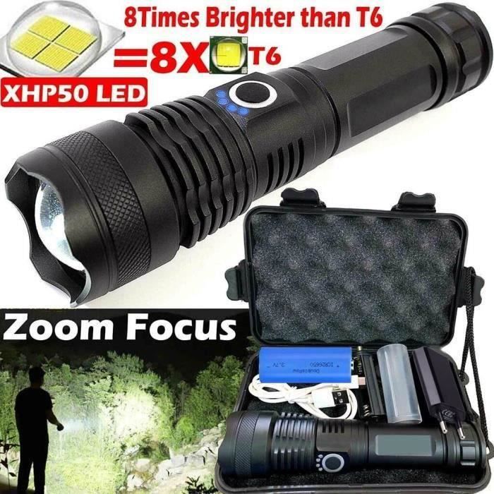 Mini Lampe Torche LED XHP50 – Rechargeable USB C – Batteries 16340/18650 – Sans Marque