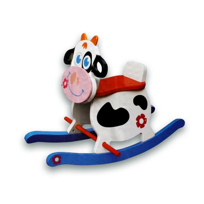 vache à bascule en bois