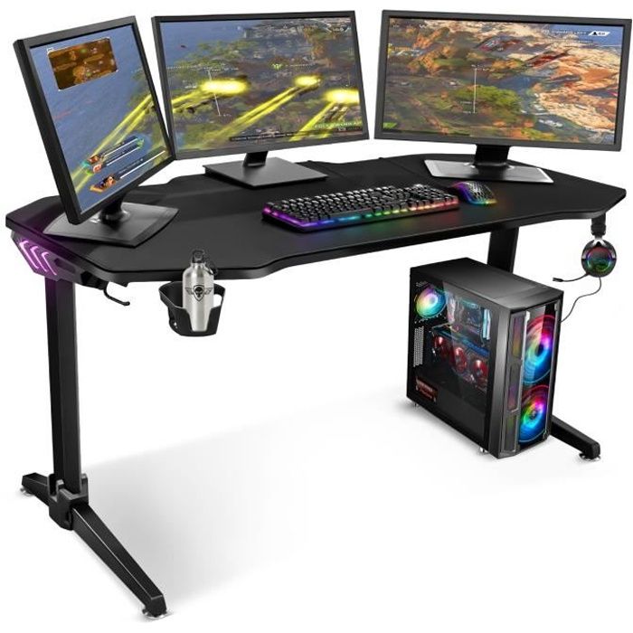 SPIRIT OF GAMER – Bureau Gaming Rétroéclairé LED RGB - Headquarter 400 –  Design Futuriste – Plateau XXL 140cm - Cdiscount Maison