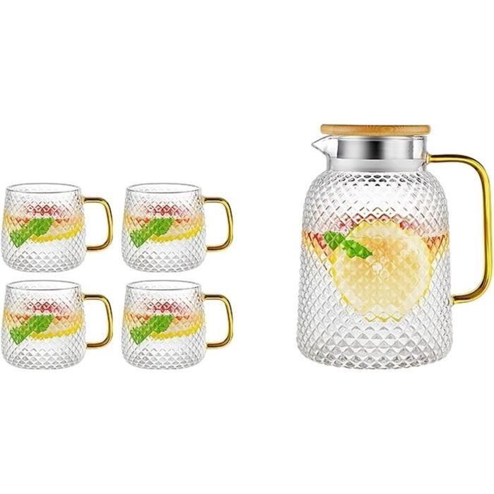 Carafe Pichet En Verre Transparent – Idéal Pour Eau, Jus Ou Café – Style Moderne