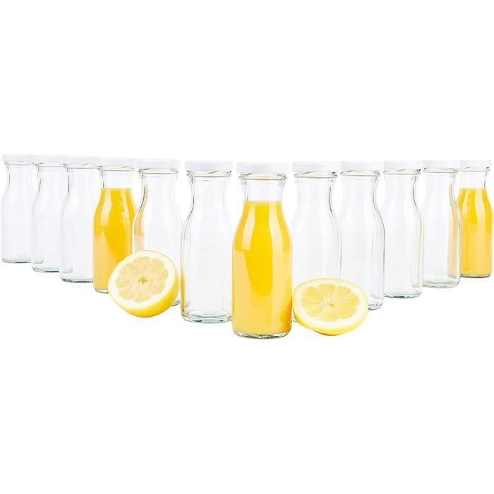 Lot De 4 Bouteilles De Jus Avec Couvercle, Anneaux Et Pinces De Conservation - Capacité : 1 L