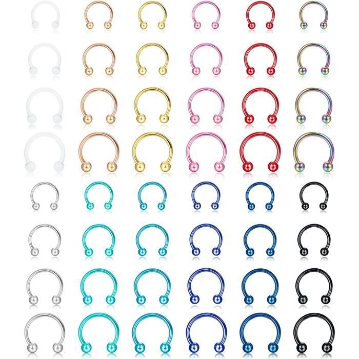 Lot De 14 Piercings Nez Fer à Cheval En Acier Inoxydable - Tailles 6 à 14 Mm - Pour Septum, Sourcils, Lèvres - Homme Et Femme - 2