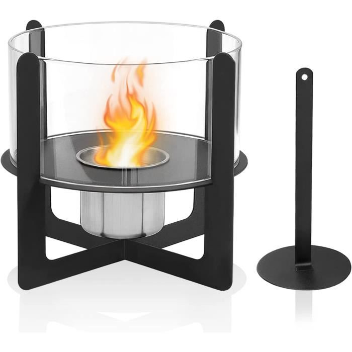 Cheminée De Table Au Bioéthanol Todeco – Flamme Romantique Pour Intérieur Et Extérieur – Noir Courbé En Acier Inoxydable