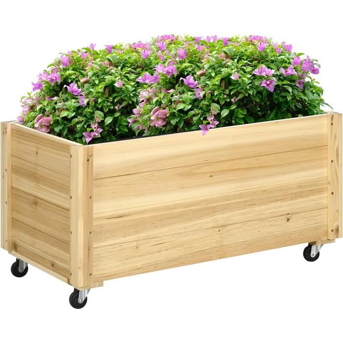 JARDINIÈRE HAUTE RECTANGULAIRE AVEC ROUES BROMELIA 28