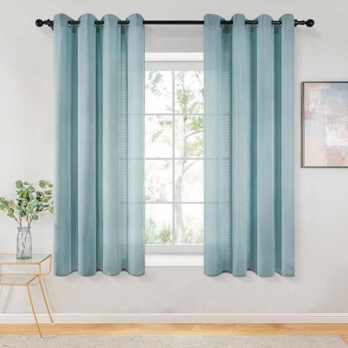 Topfinel Rideau Voilages Bleu 140x145cm Decor Salon Chambre Enfant Cdiscount Maison