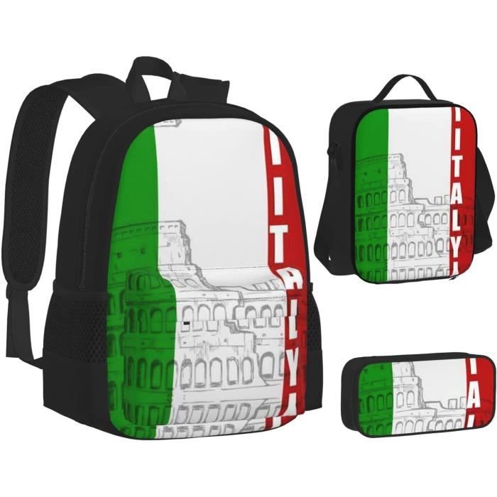 Sac à Dos Léger Avec Drapeau Italien - Grande Capacité, Dos Ergonomique, Bretelles Réglables Pour Randonnée, Camping, Voyage